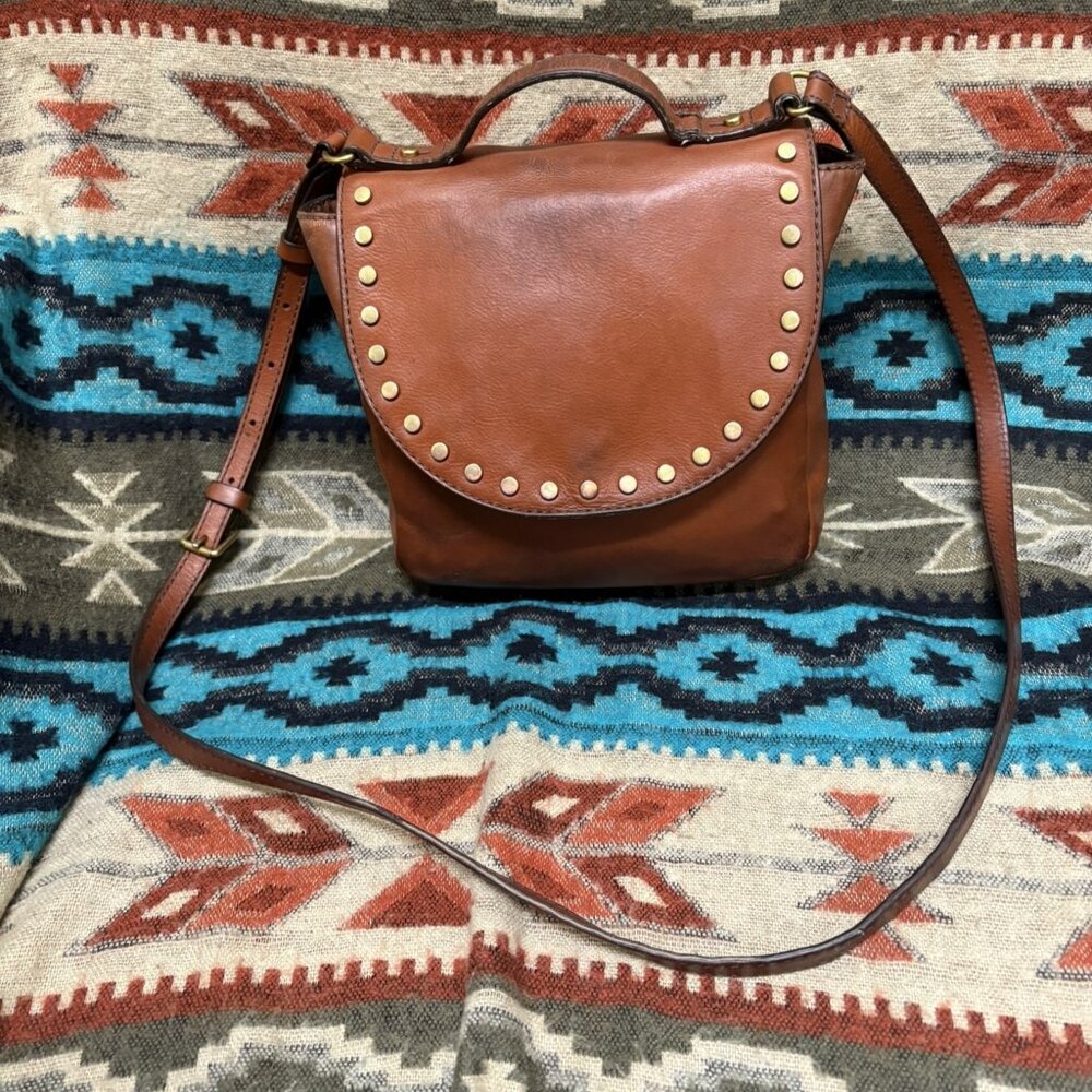 FOSSIL Vintage Classic Crossbody Brandy Leather Brown SHB2355213 Studs